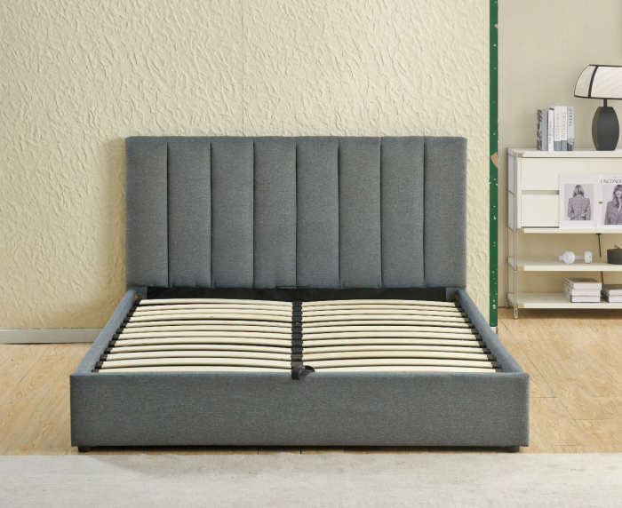 Pat Celine 160x200 cm Lada Depozitare Tapitat Catifea Nuanta Gri Somiera Inclusa MB32 [3]