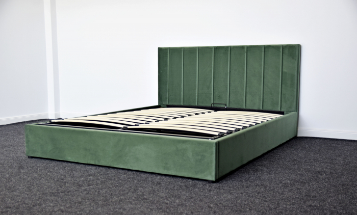 Pat Celine 180x200 cm Lada Depozitare Tapitat Catifea Nuanta Verde Somiera Inclusa MB32 [4]