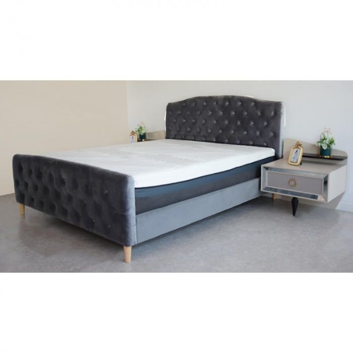 Pat Charcoal 160x200 cm Tapitat Catifea Gri Somiera Inclusa (cod ML 1707) [3]