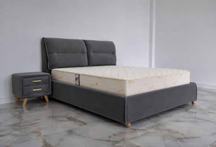 Pat Convers 160x200 cm Cu Lada De Depozitare Tapitat Catifea Gri Inchis  Somiera Inclusa [3]