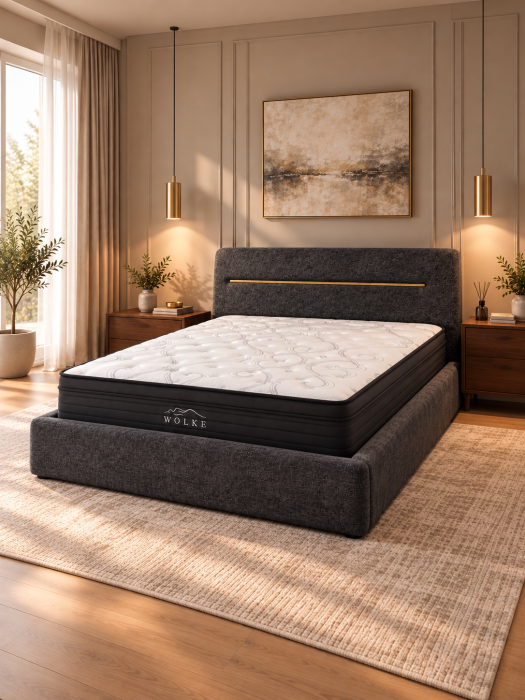 Pat Cozy 160x200 Lada de Depozitare Tapitat Stofa Gri (cod: ML2412) [2]