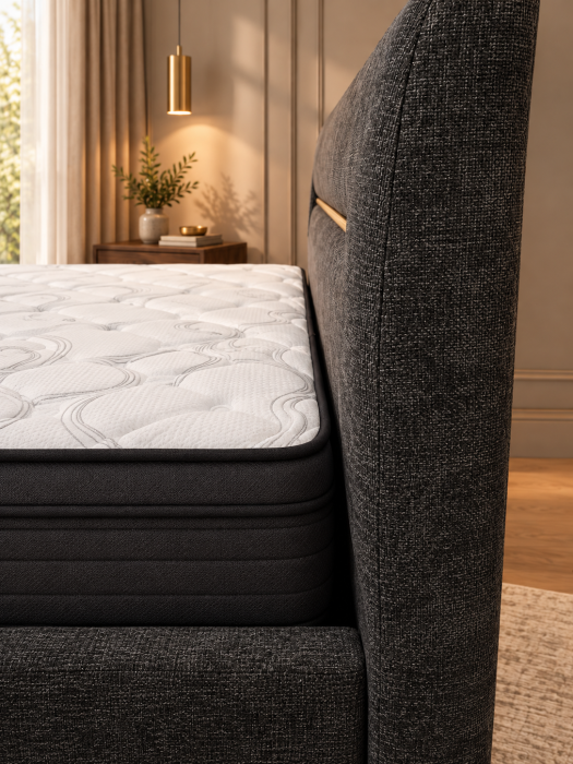 Pat Cozy 160x200 Lada de Depozitare Tapitat Stofa Gri (cod: ML2412) [5]