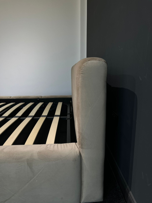 Pat Giovanni 160x200 Cu Lada De Depozitare Tapitat Catifea Gri Somiera Inclusa [3]