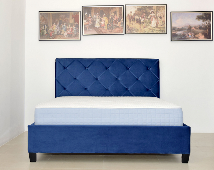 Pat Hypnotic 180x200 cm Tapitat Catifea Albastru [3]