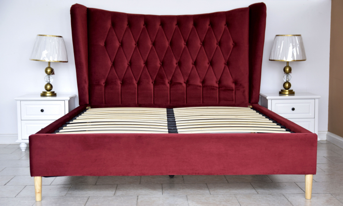 Pat Lora 160x200 cm Tapitat Catifea Magenta Somiera Inclusa [4]