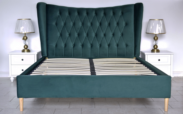 Pat Lora 160x200 cm Tapitat Catifea Gri Somiera Inclusa [5]
