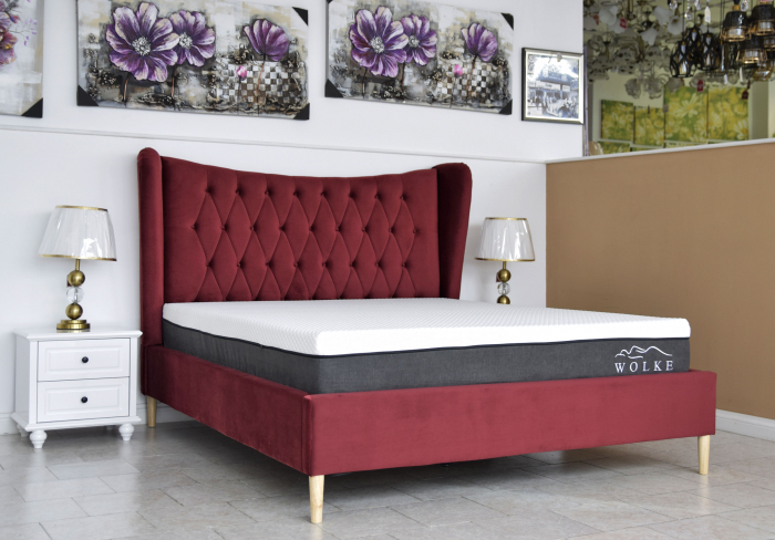 Pat Lora 180x200 cm Tapitat Catifea Magenta Somiera Inclusa [5]
