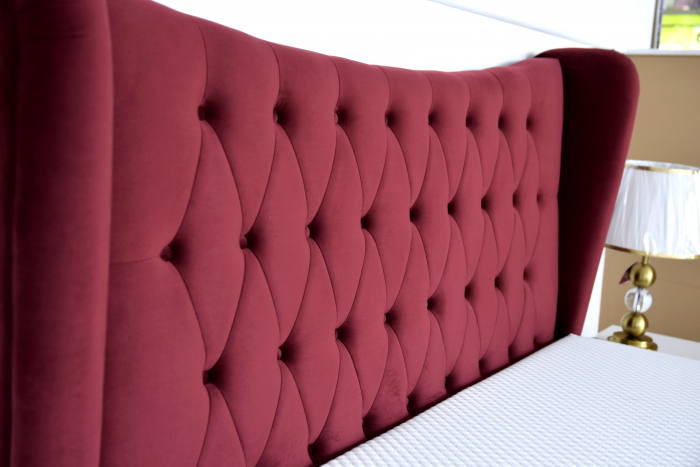 Pat Lora 180x200 cm Tapitat Catifea Magenta Somiera Inclusa [2]