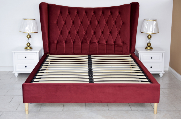 Pat Lora 180x200 cm Tapitat Catifea Magenta Somiera Inclusa [3]