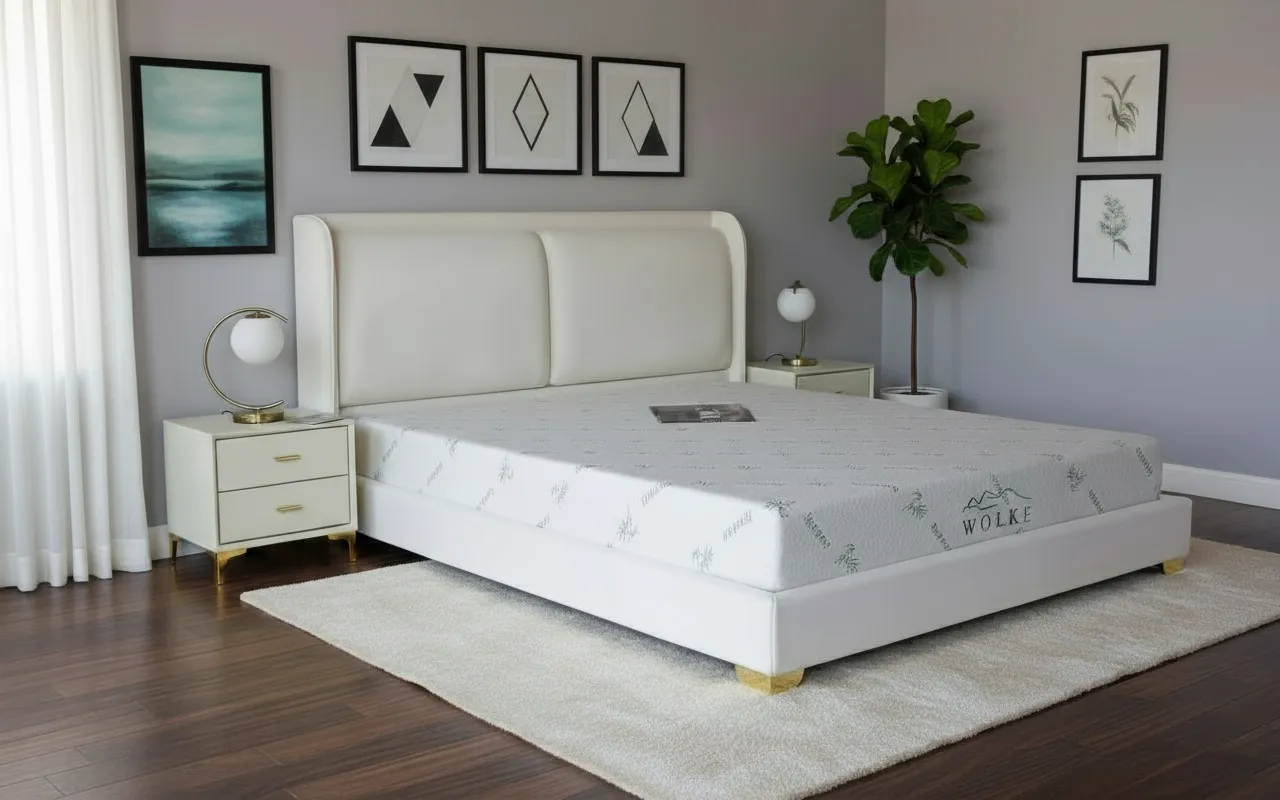 Pat Marvis 160x200 cm Tapitat Catifea Nuanta Crem Somiera Inclusa (cod 8211) [1]