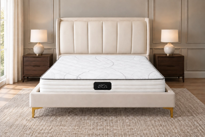 Pat Medusa 140x190 cm Tapitat Catifea Nuanta Crem Somiera Inclusa (cod 9925-01) [2]