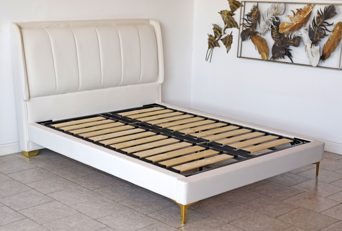 Pat Medusa 140x190 cm Tapitat Catifea Nuanta Crem Somiera Inclusa (cod 9925) [3]