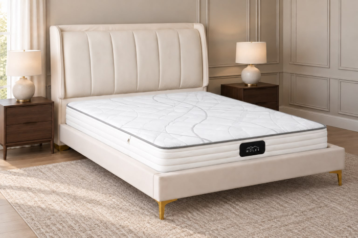 Pat Medusa 160x190 cm Tapitat Catifea Nuanta Crem Somiera Inclusa (cod 9925) [2]