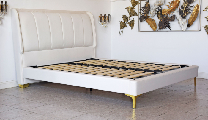 Pat Medusa 160x190 cm Tapitat Catifea Nuanta Crem Somiera Inclusa (cod 9925) [3]