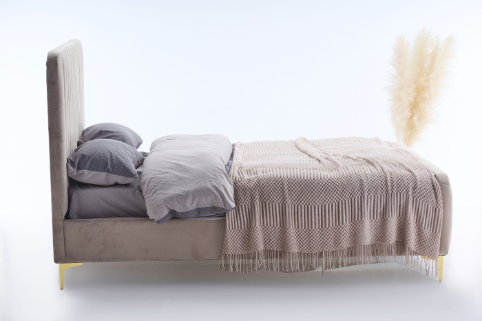 Pat Melinda 160X200 Tapitat Catifea Bej Somiera Inclusa (cod: ML-2202A) [3]