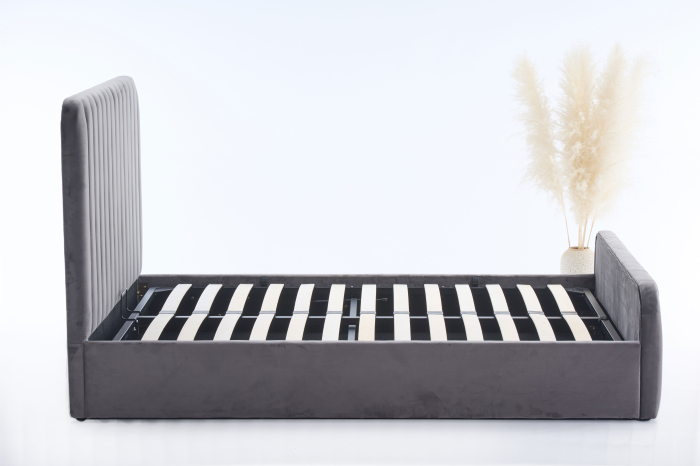 Pat Melinda 180x200 Lada de Depozitare Tapitat Catifea Gri (cod: ML-2202A) [7]