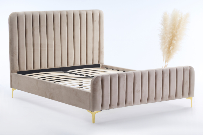 Pat Melinda 180X200 Tapitat Catifea Bej Somiera Inclusa (cod: ML-2202A) [4]