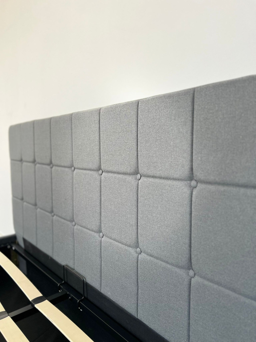 Pat Metropol 160x200 cm Lada Depozitare Tapitat Gri Somiera Inclusa [6]