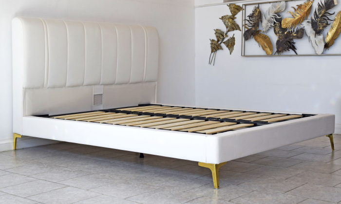 Pat Minelli 140x190 cm Tapitat Catifea Nuanta Crem Somiera Inclusa (cod RC65) [3]