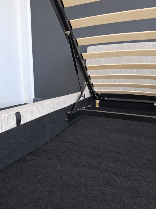 Pat Moda 160x200 cm Lada de Depozitare Tapitat Stofa Bej Somiera Inclusa (cod ML2616-PEAK-110) [13]