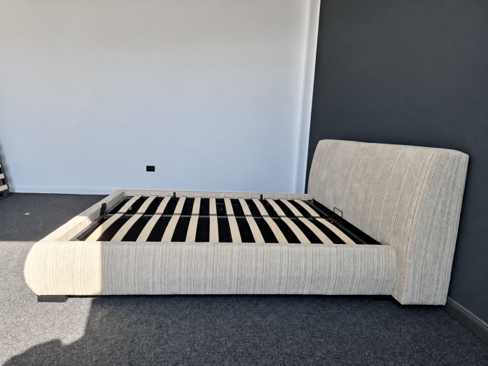 Pat Moda 160x200 cm Lada de Depozitare Tapitat Stofa Bej Somiera Inclusa (cod ML2616-PEAK-110) [6]