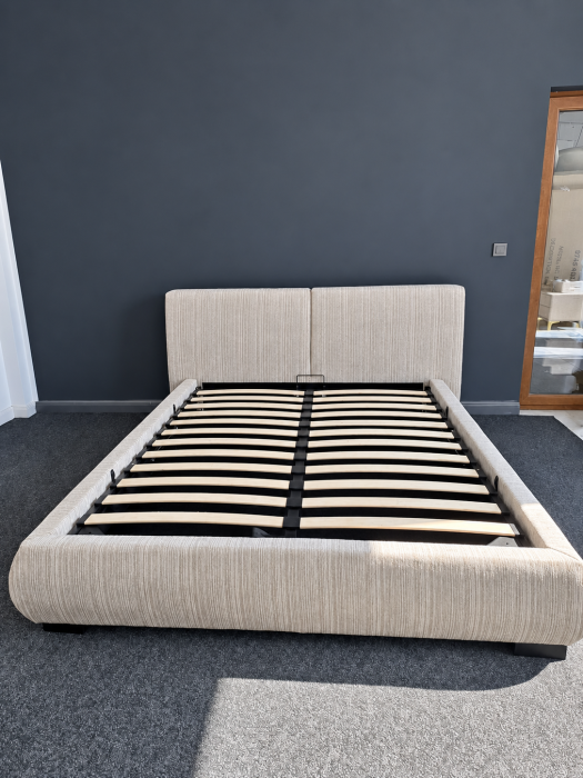 Pat Moda 160x200 cm Lada de Depozitare Tapitat Stofa Bej Somiera Inclusa (cod ML2616-PEAK-110) [10]