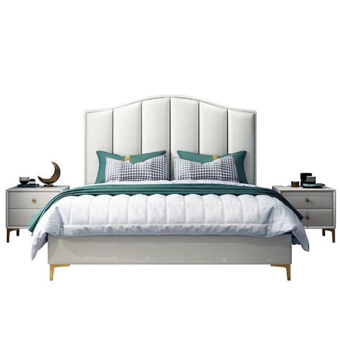 Pat Musset 160x190 cm Tapitat Catifea Nuanta Crem Somiera Inclusa (cod 6607) [3]