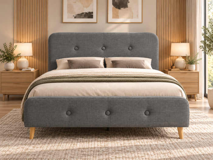 Pat Replay 160x200 cm Tapitat Stofa Dark Grey Somiera Inclusa ML1721 [2]