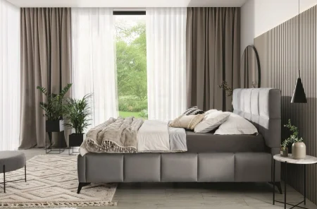 Pat Rubik 180x200 cm Tapitat Catifea Gri Somiera Inclusa ( COD ML 2223-HLR-01) [2]