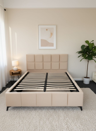 Pat Rubik 180x200 cm Tapitat Catifea Crem Somiera Inclusa  Marketmob [4]