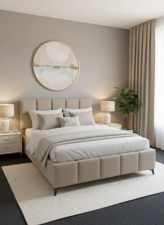 Pat Rubik 180x200 cm Tapitat Catifea Crem Somiera Inclusa  Marketmob [5]