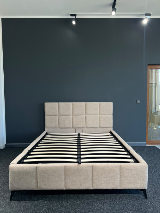 Pat Rubik 180x200 Lada de Depozitare Tapitat Catifea Crem (cod: ML2223) [6]