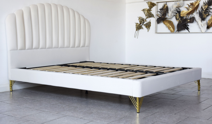 Pat Siena 140x190 cm Tapitat Catifea Nuanta Crem Somiera Inclusa (cod RC75) [2]