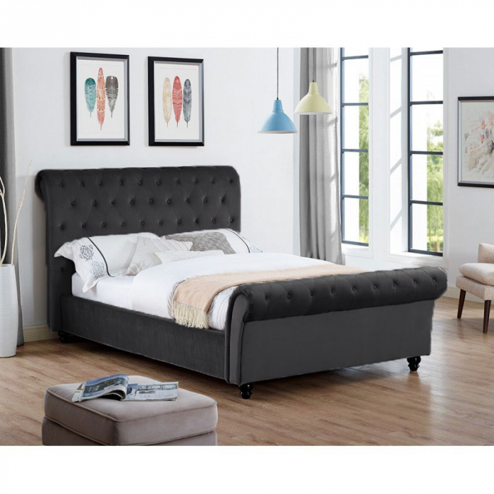 Pat Silver 160x200 cm Tapitat Catifea Dark Grey [2]