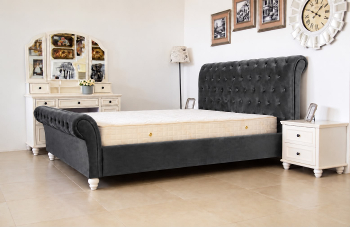 Pat Silver 160x200 cm Tapitat Catifea Dark Grey [3]