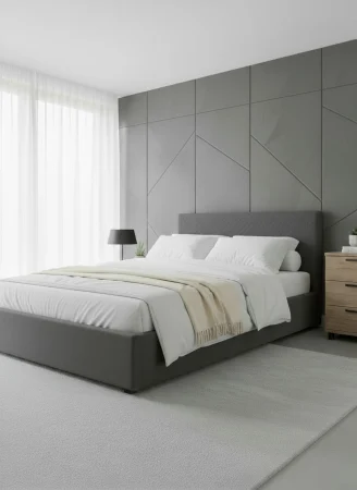Pat Star 180x200 cm Lada Depozitare Tapitat Catifea Crem G28 [2]