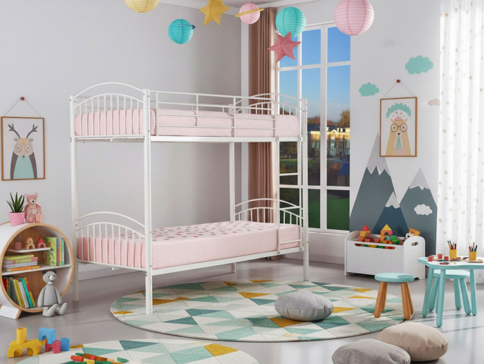 Pat Supraetajat 215x99 cm Metalic Alb Kids MBO6 [2]