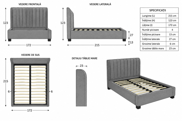 Pat Tassimo 160X200 Tapitat Catifea Gri somiera inclusa (cod:ML2113-UF910-05 GREY) [7]