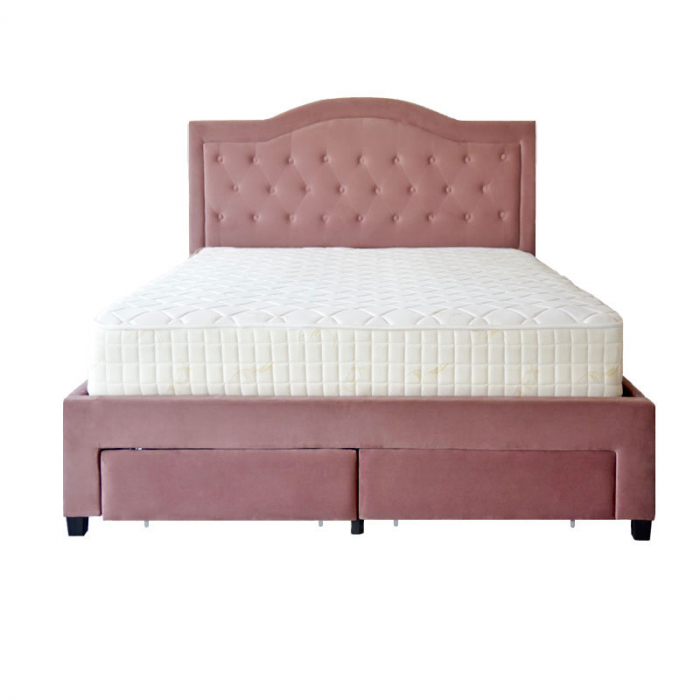 Pat Terasino cu 4 sertare 180x200 cm Tapitat Catifea Gri [2]