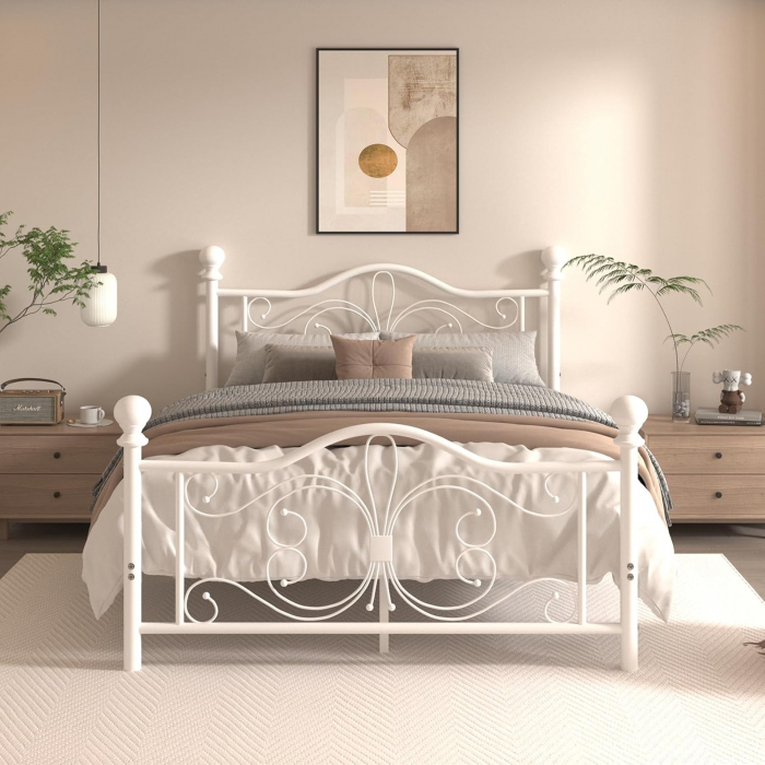 Pat Timeless Metalic 160x200 cm Nuanta Alb Somiera Inclusa MB22 [1]