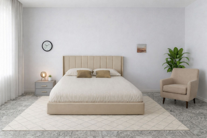 Pat Tossino 160x200 cm Lada Depozitare Tapitat Catifea Nuanta Bej Marketmob [2]