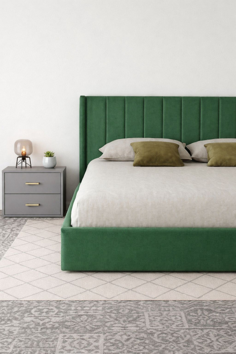 Pat Tossino 180x200 cm Lada Depozitare Tapitat Catifea Nuanta Verde Marketmob [3]