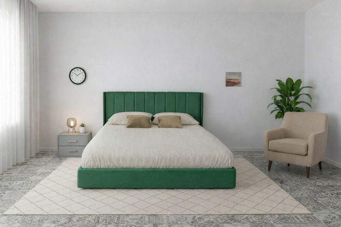 Pat Tossino 180x200 cm Lada Depozitare Tapitat Catifea Nuanta Verde Marketmob [2]