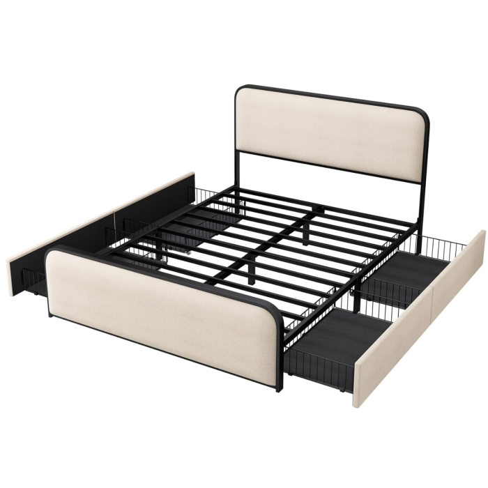 Pat Vida 4 Sertare 180x200 + Saltea Wolke Arcuri Pocket + Memory Gel 183x203x32 cm [7]