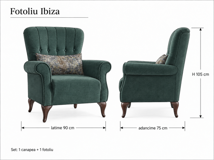 Set 3+2+1 Ibiza Lada Depozitare Tapitat Catifea Verde [12]