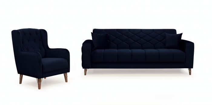 Set 3+2+1 Melissa Catifea Lada Depozitare 57-103 Negru [2]