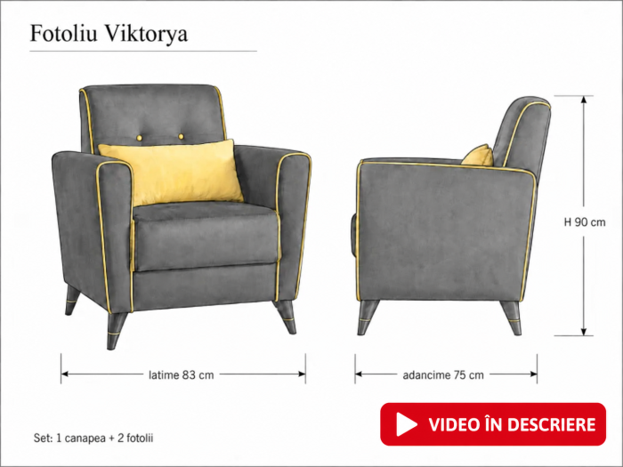 Set canapea cu fotoliu 3+1+1 model Viktorya Lada Depozitare Tapitat Catifea Verde [9]