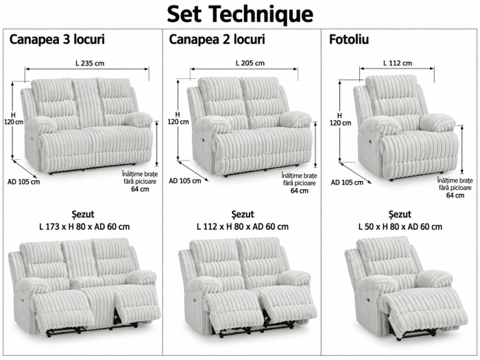 Set Canapele 3+2+1 Technique Cu Recliner [14]