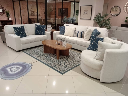 Produse - Set Canapele 3+2+1 Padova Fotoliu Rotativ Tapitat Stofa Ivory