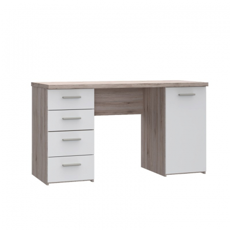 Birou Smart 145x76x60 cm Nuanta Alb/Sonoma [1]